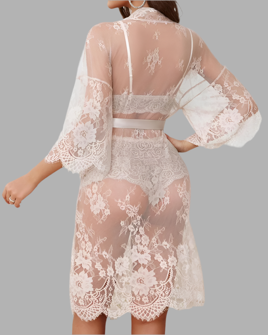 Vero Panties and Mesh Nightgown 3-Piece Set