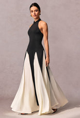 Halter neck strapless maxi dress with open back