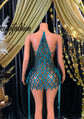 A stunning Rai Mini Dress for women with rhinestone detailing, mini length, and a flattering fit.