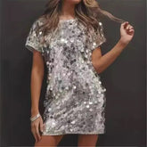 New Summer Sequined Dress Round Neck
Fashion Party High Street Hot Girl Dress - Yembifashion 