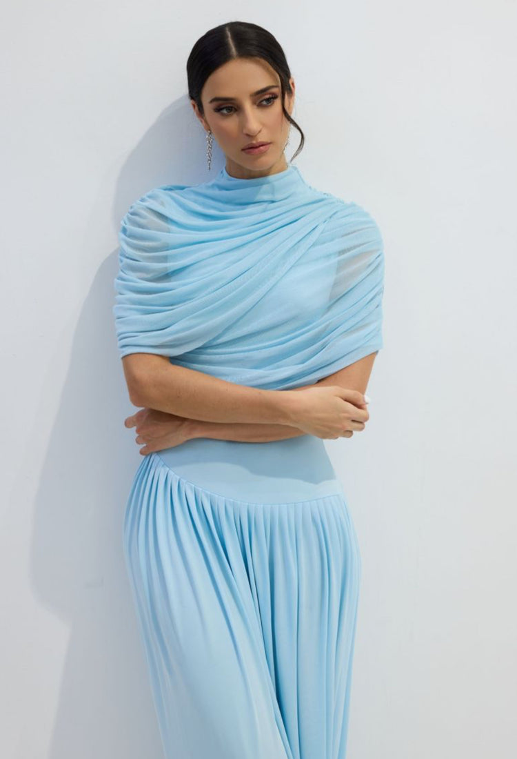 Women’s asymmetric pleated maxi dress