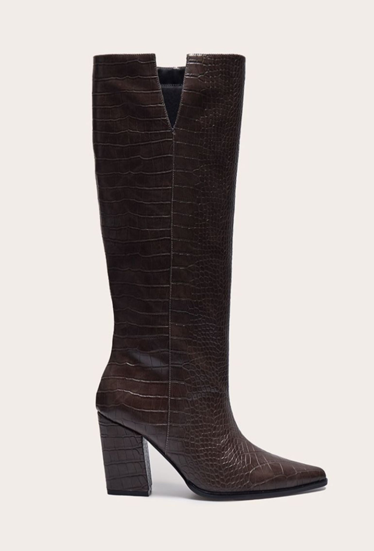 Croc PU Point High Heeled Boot