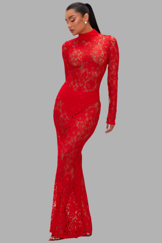 Émilie Maxi Lace Dress – Elegant Long Lace Gown