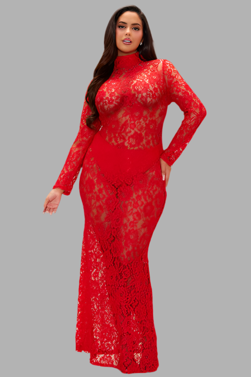 Émilie Maxi Lace Dress – Elegant Long Lace Gown