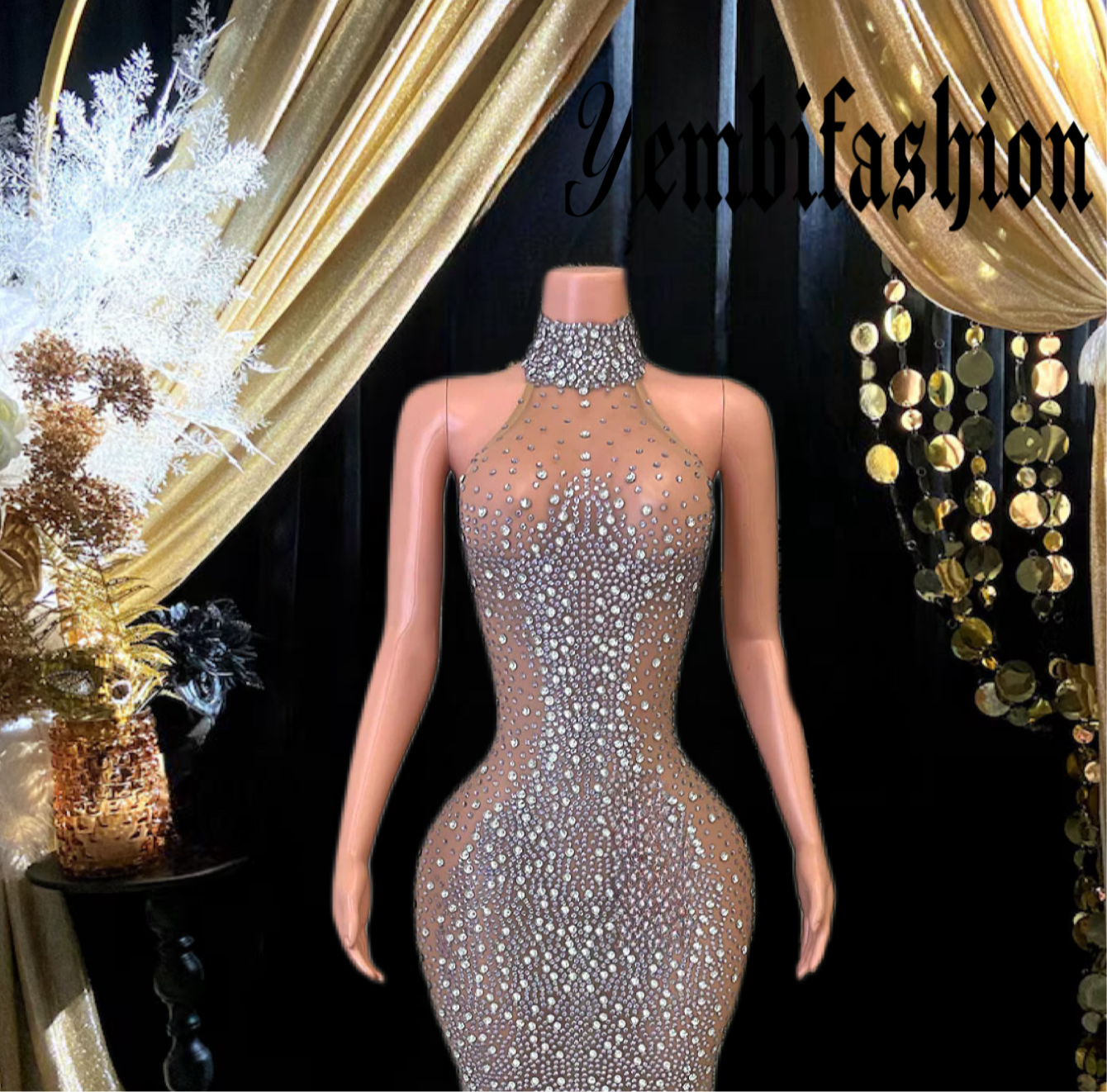 ELIE NUDE DRESS – a sophisticated maxi mesh dress ideal for special occasions.