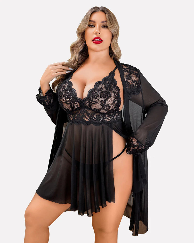 Plus Size Sleepwear  Lace Lingerie Sets