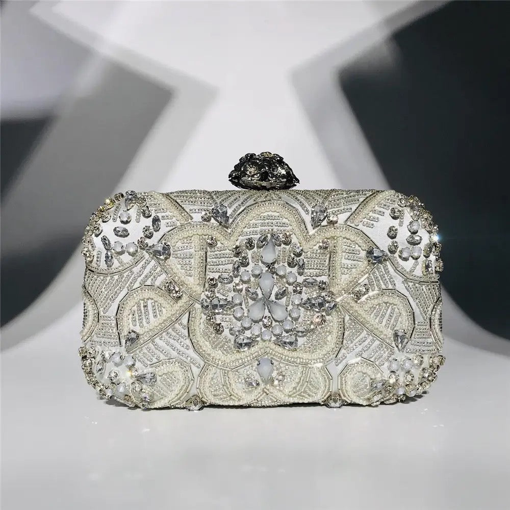 Fashion woman evening small clutch bag bridal clutch purse party pearl clutch evening handbag - Yembifashion 