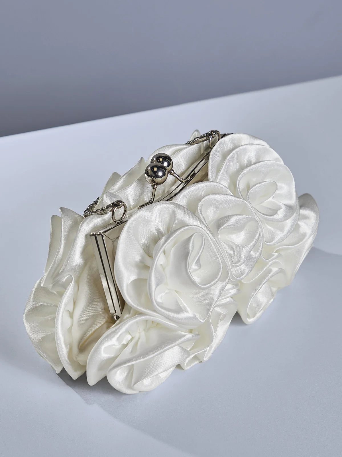 Edy White Flower Satin Bag