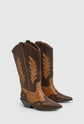 Low Heel Western Cowboy Boot in brown