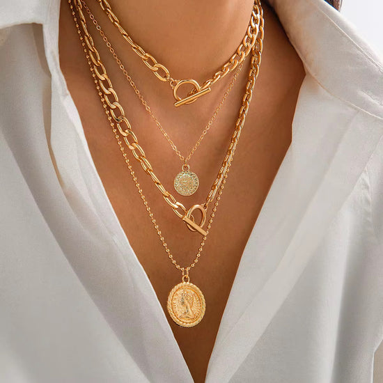 Gold Cascade Layered Necklace – Dainty Multi-Strand Statement
