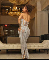 Yellow Diamante Dress with crystal embellishments for elegant occasions.