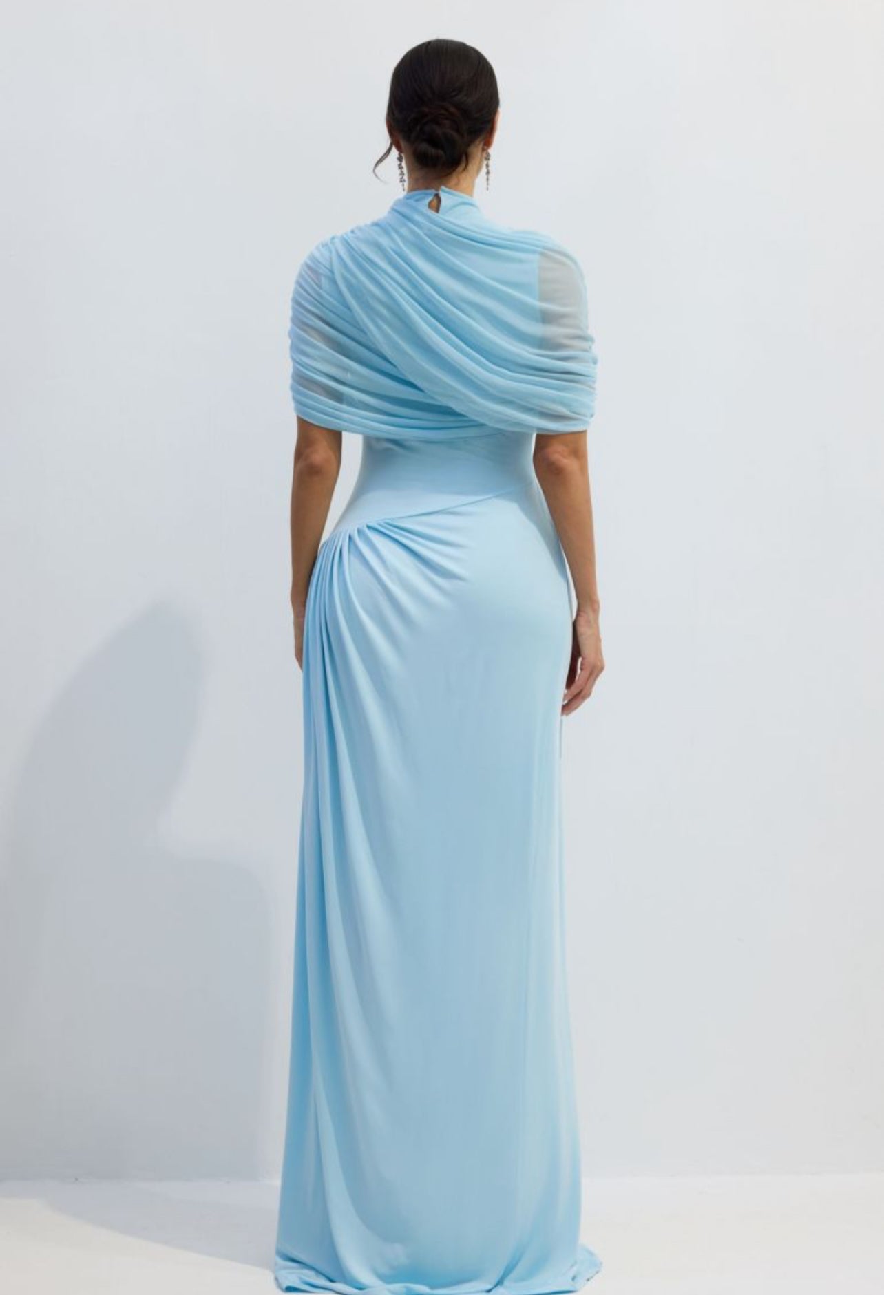 Women’s asymmetric pleated maxi dress