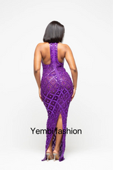 Elegant beaded rhinestone dress, perfect for prom or birthday celebrations, featuring intricate beadwork and sparkling rhinestones for a glamorous look