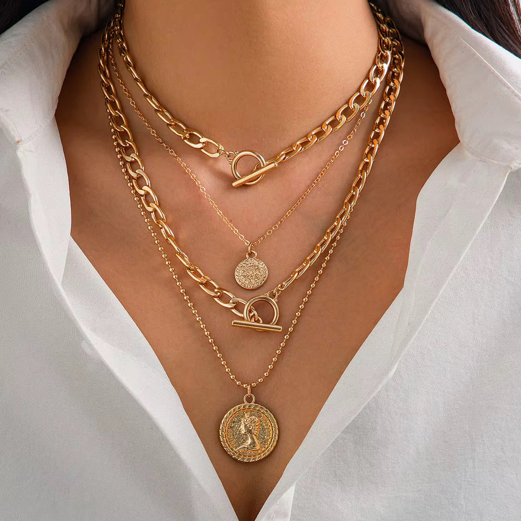 Gold Cascade Layered Necklace – Dainty Multi-Strand Statement