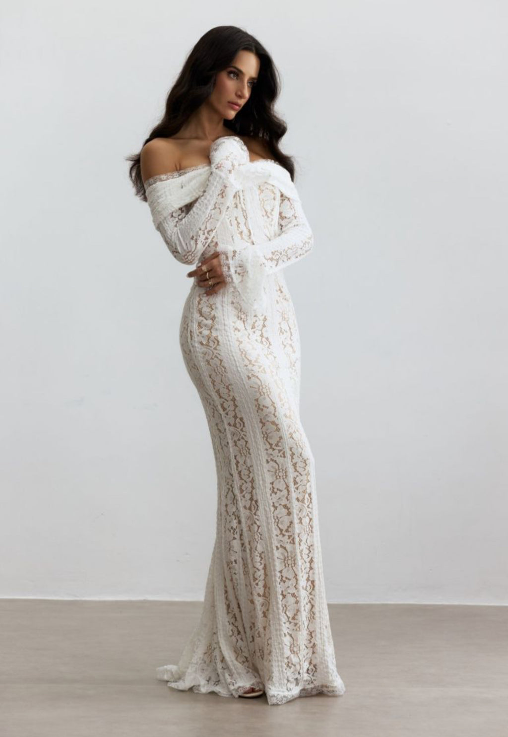 One Shoulder Trumpet Sleeve Dress