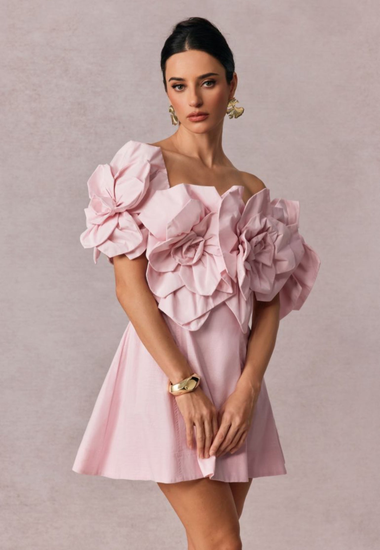 Floral print mini dress for women