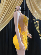 A gold crystal rhinestone birthday party dress with intricate crystal detailing, perfect for glamorous events like birthdays or cocktail parties.