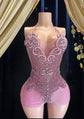 Pink Rhinestone Bodysuit-Luxury Romper suit