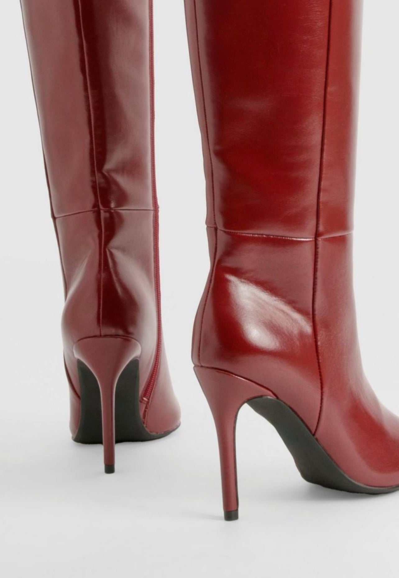 Red Knee High Heeled Boot