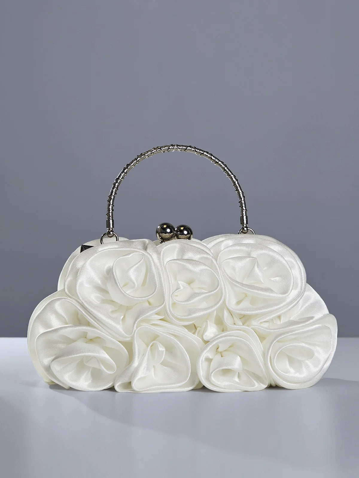 Edy White Flower Satin Bag