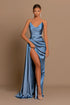 Sweetheart Dusty Blue Evening Dress Mermaid Long Slit With Pleats - Yembifashion 