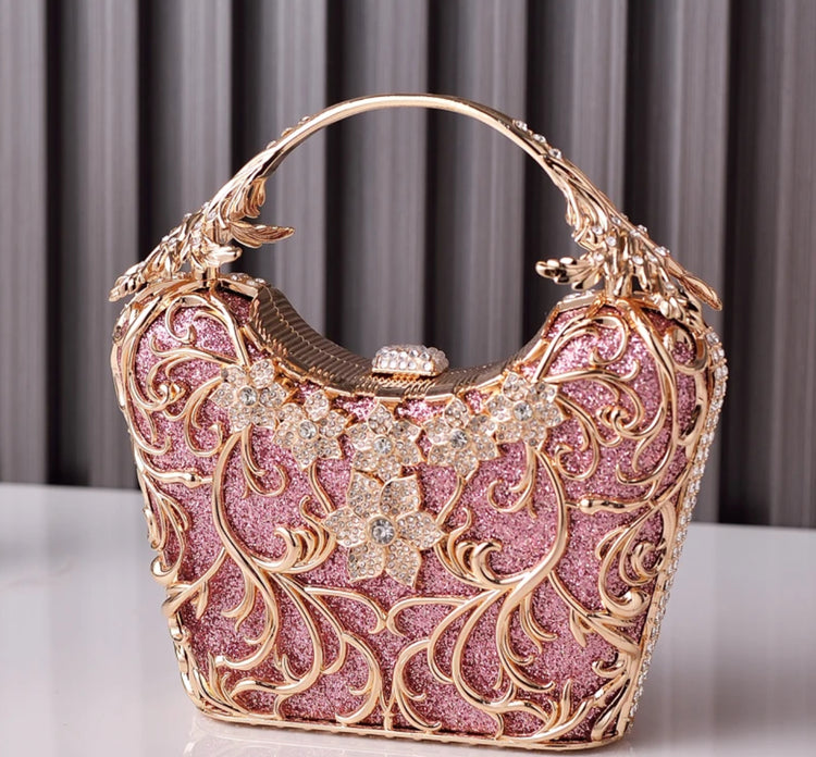 Vintage fashion metal flower luxury clutch delicacy twinkle ladies diamond evening bags - Yembifashion 