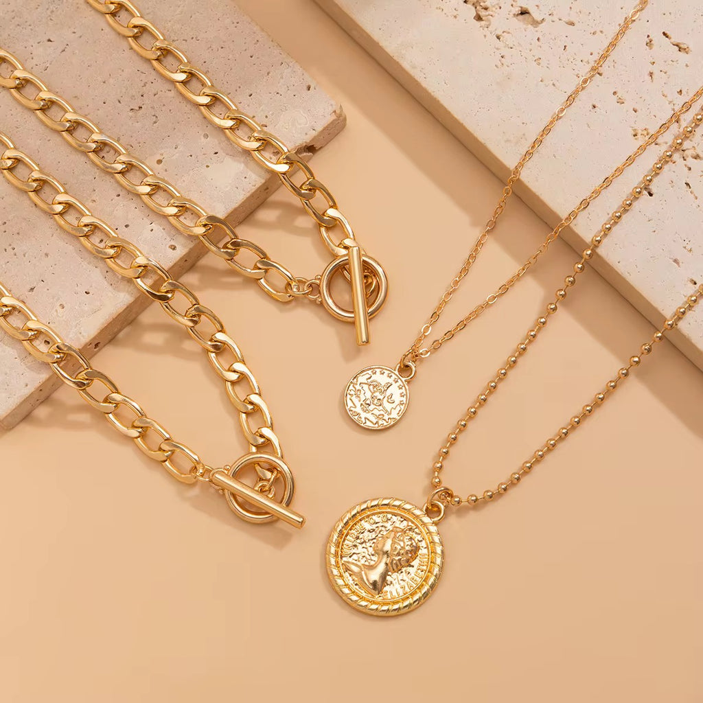 Gold Cascade Layered Necklace – Dainty Multi-Strand Statement
