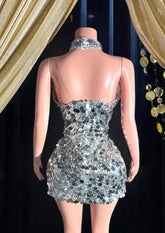 A sparkling Sequins Mini Dress with diamante embellishments, perfect for cocktail parties and special events.