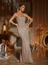 Strapless sequin maxi dress for women