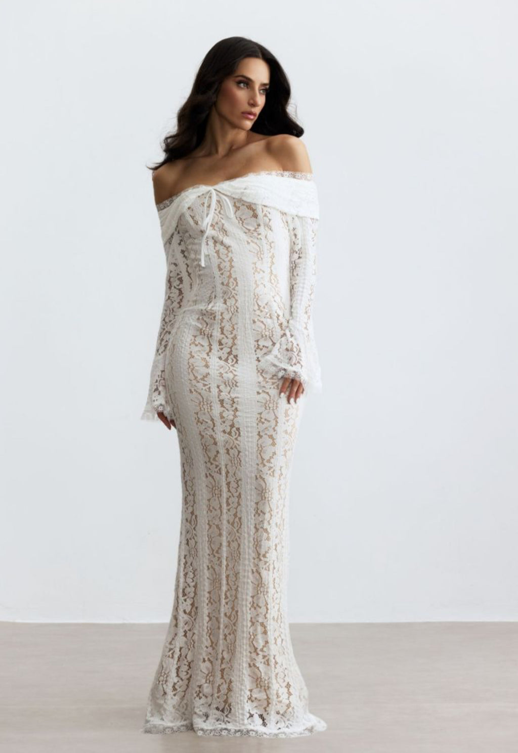 One Shoulder Trumpet Sleeve Dress