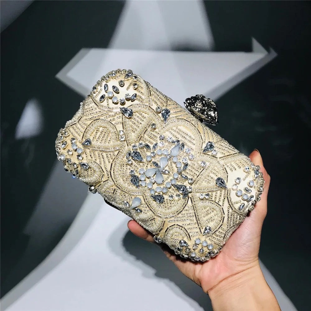 Fashion woman evening small clutch bag bridal clutch purse party pearl clutch evening handbag - Yembifashion 