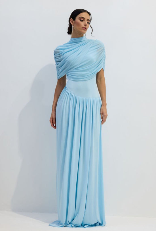Women’s asymmetric pleated maxi dress