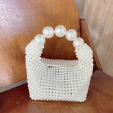 Retro Hollowed Out Fairy Pearl Bag Socialite Handmade Woven Beaded Handbag Vacation Bag - Yembifashion 