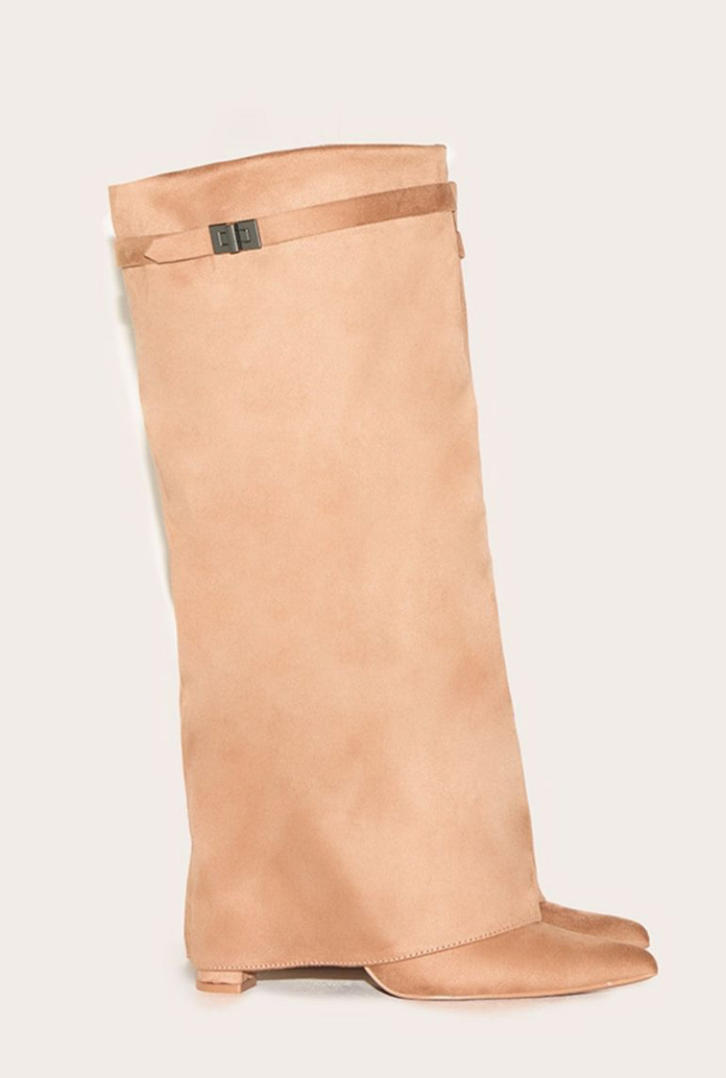 Brown Point Toe knee Block Heels Boot