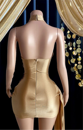 Gold Crystal Rhinestone Birthday Dress