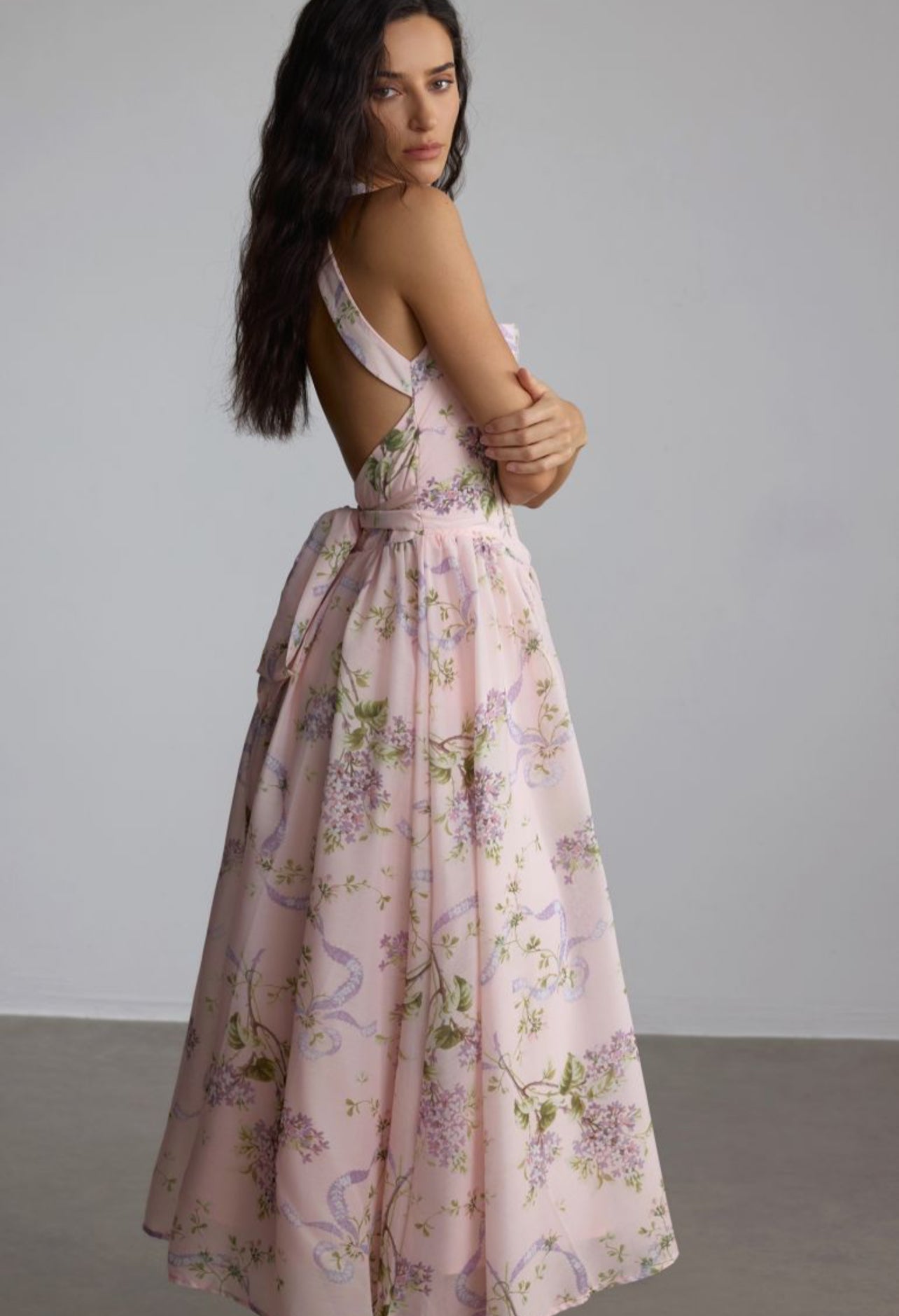 Women’s floral print pink midi dress