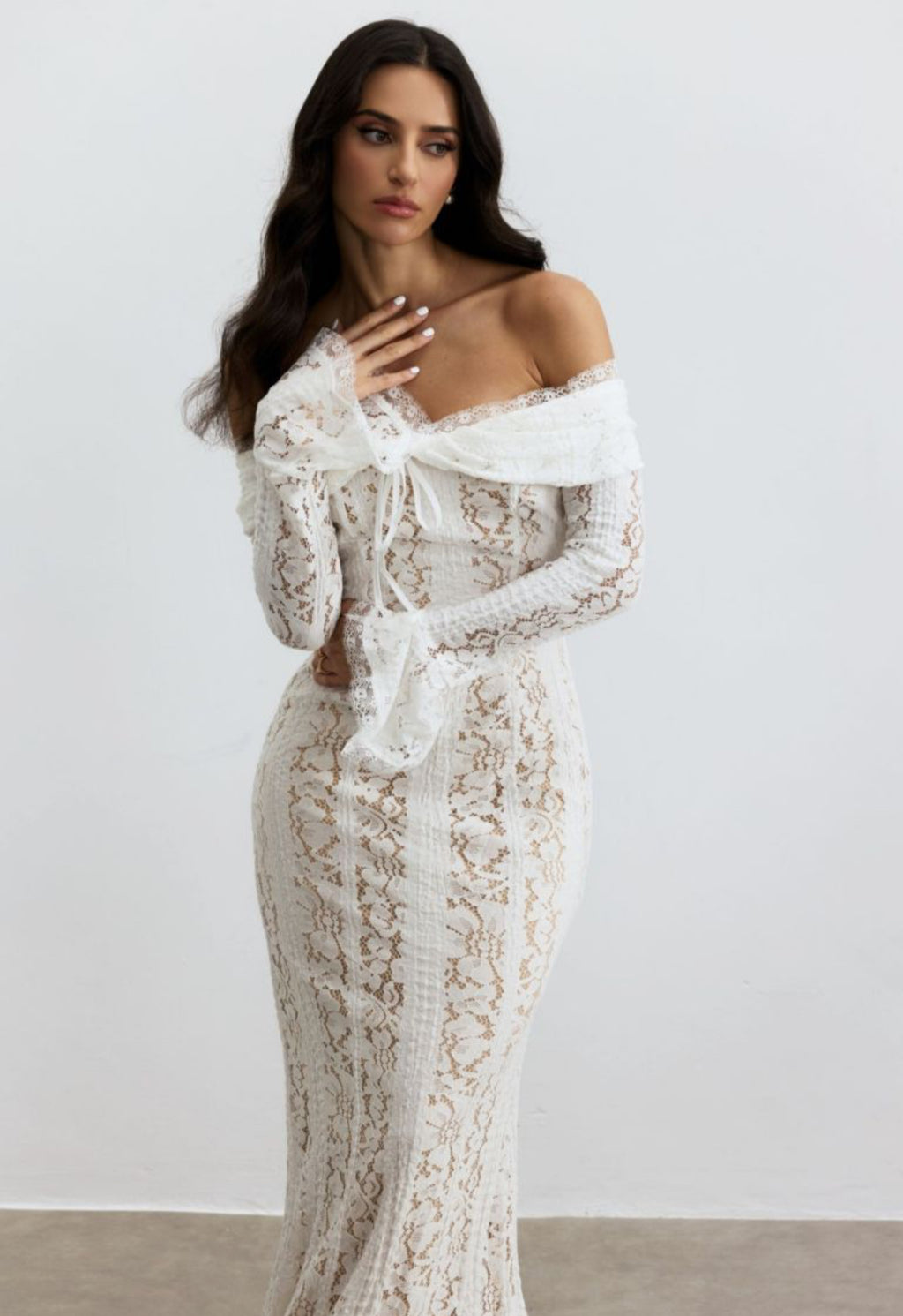 One Shoulder Trumpet Sleeve Dress