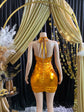 Orange Mini Dress-Embellished Dress
