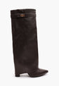 High Block Heel Boots in brown  Faux Leather