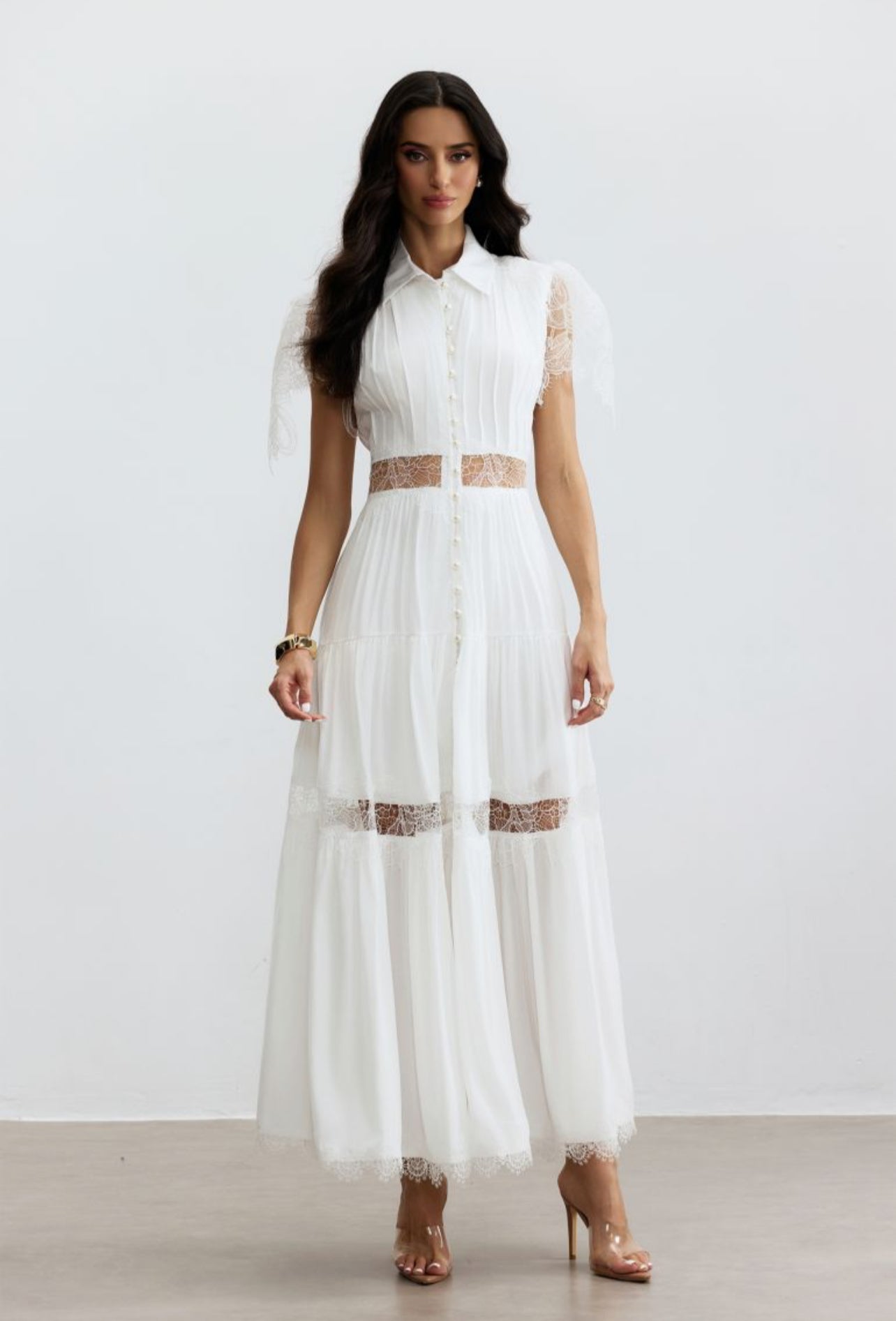 Scalloped lace edging maxi dress – affordable luxury women’s fashion