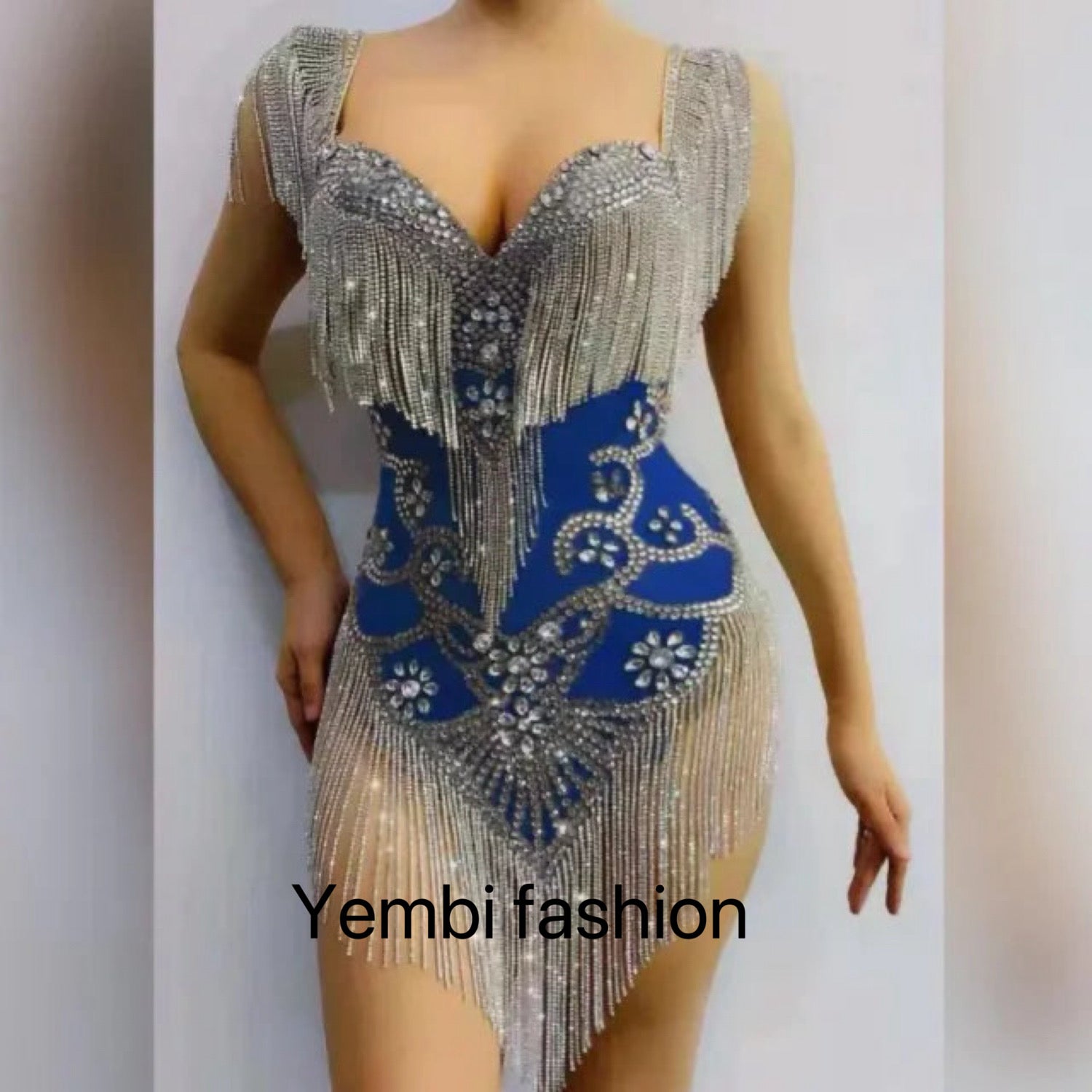 Diamante Tassel Dress - Yembifashion 