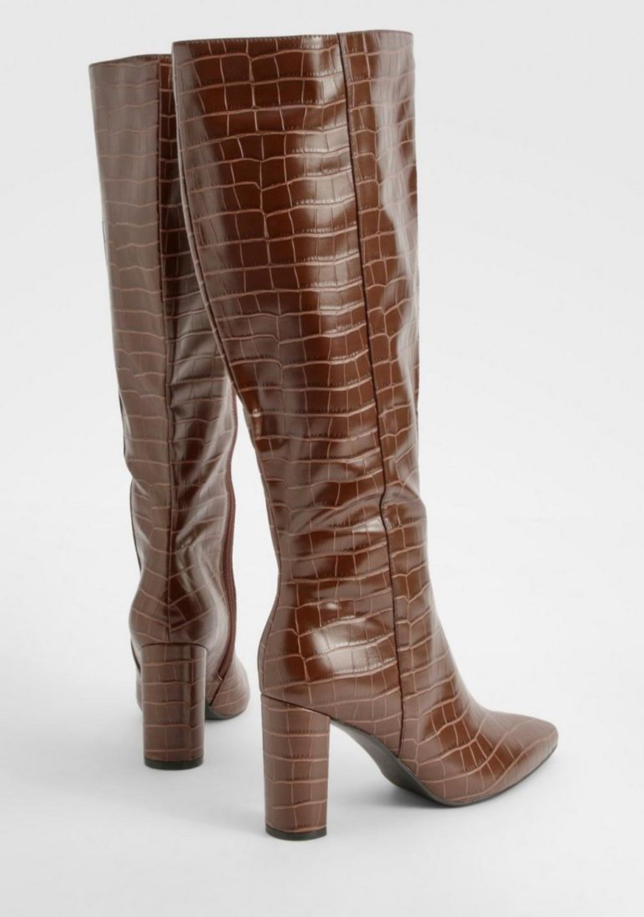 pointedToe Croc Knee High Boots