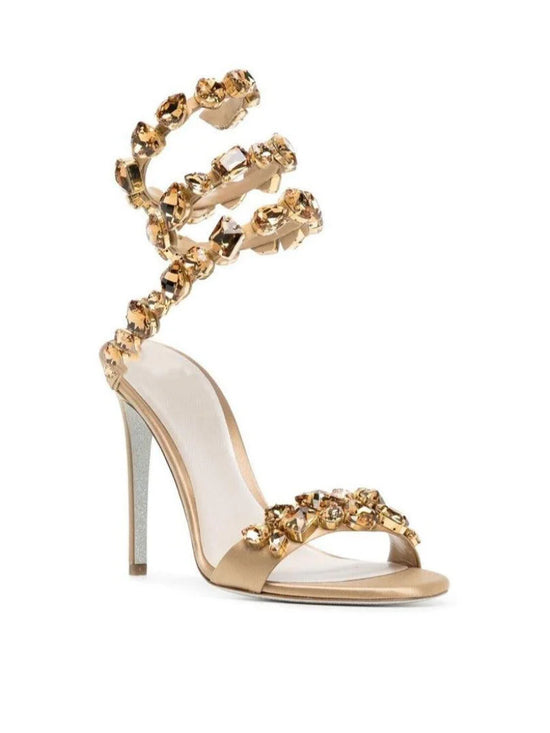 Mini  Rhinestone Sandals In Gold