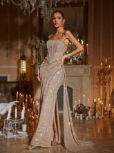 Strapless sequin maxi dress for women