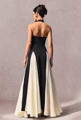 Halter neck strapless maxi dress with open back