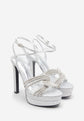 Silver Glitter Diamante  Heels