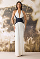 Elegant plunging V-neck maxi dress with front slit