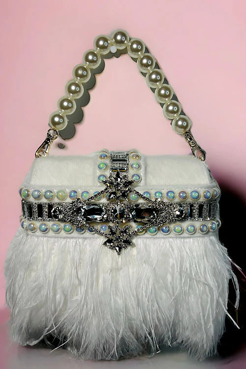 feather rhinestone handbag