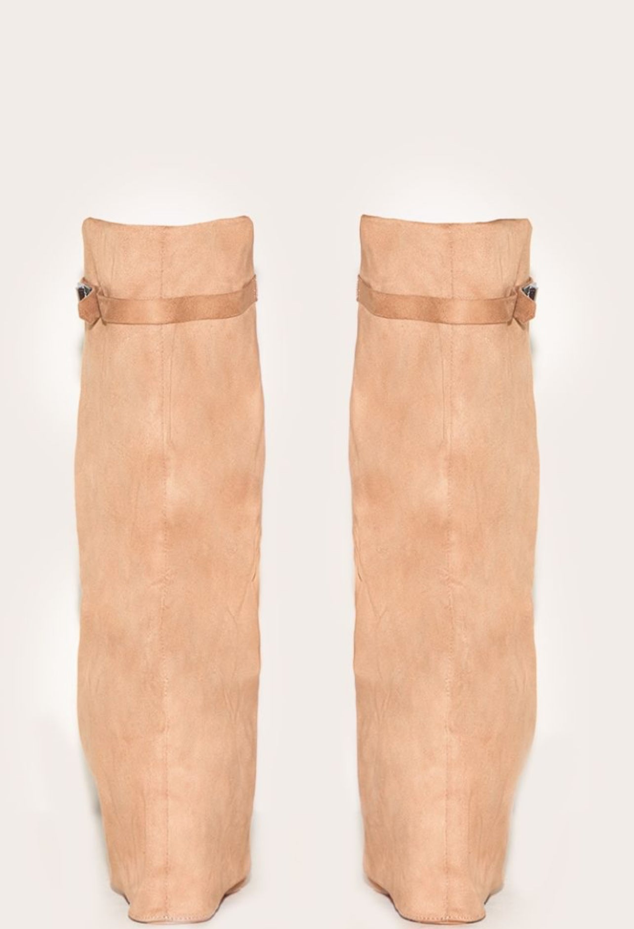 Brown Point Toe knee Block Heels Boot