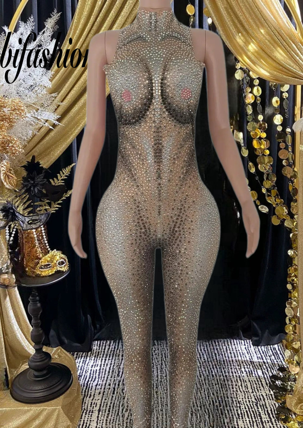 NUDE DIAMANTE BODYSUIT